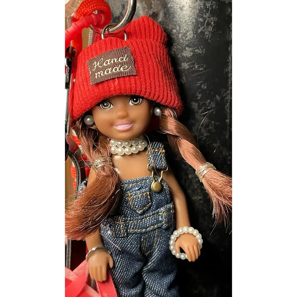 Bag Charm Keychain with Handmade Doll with removable personalized 